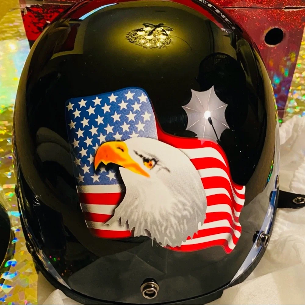 Glossy Black Half Helmet